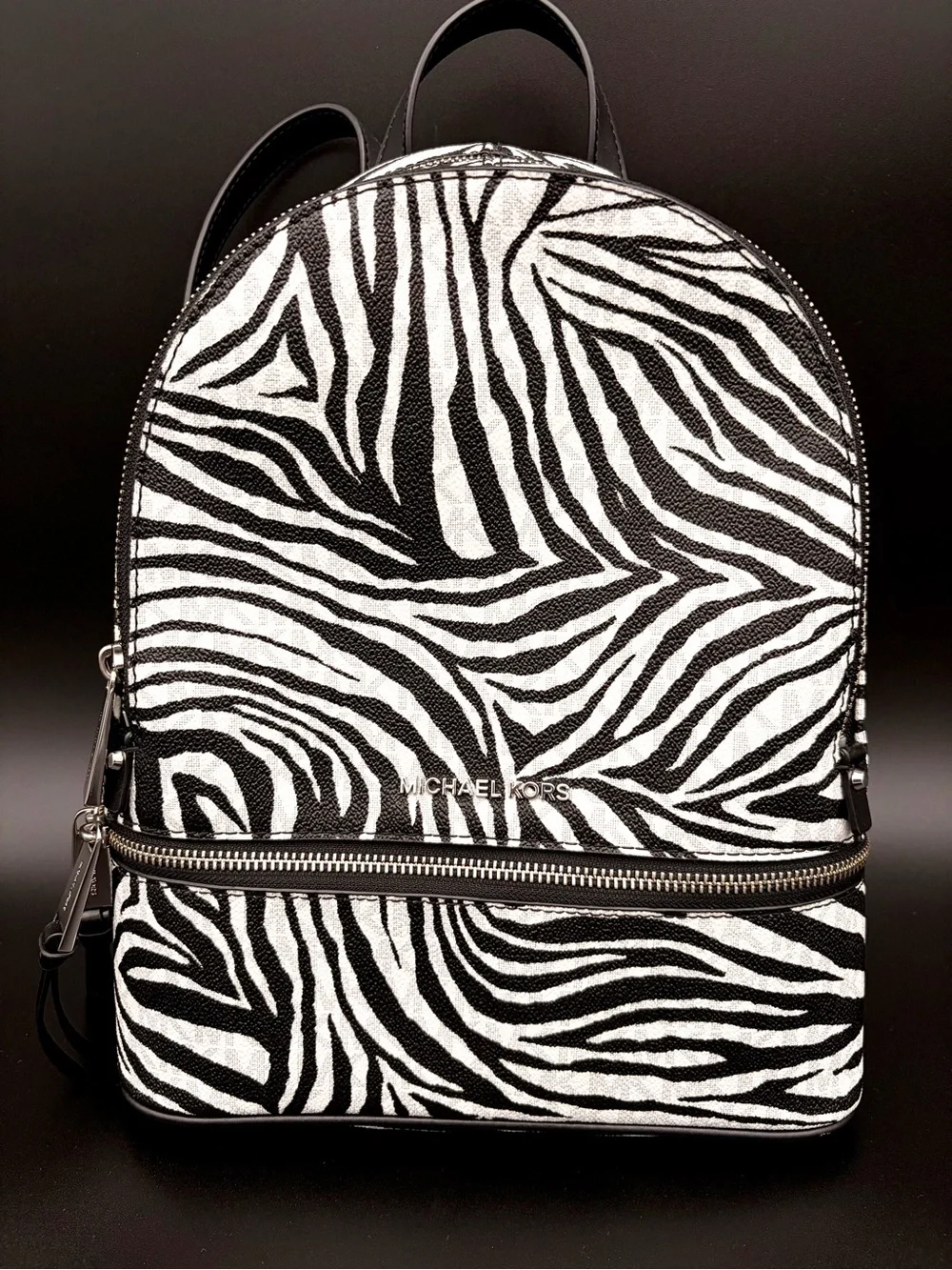 Michael Kors Rhea Medium Zebra Print Backpack Handbag Purse